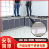 Zhong Zhanggui all-steel household simple stainless steel integrated cabinet r kitchen sink stove cabinet car integrated assembly economical 2 meters long left double-slot washbasin white curved cabinet door
