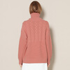 Pipi Dog Autumn and Winter Small Swing Collar Thick Needle Thick Sweater Lazy Style Cable Loose Shape Cashmere Sweater Women 453 Auburn Pink M 100
