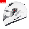 LS2 motorcycle helmet for men and women, all-season racing anti-fog 3C running helmet, go-kart all-season safety helmet FF358 flash white (free anti-fog patch + hood) XXL (59-60 head circumference recommended)