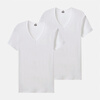 Sangun men's short-sleeved T-shirt thin 100% cotton underwear men's business white V-neck bottoming shirt ribbed cotton undershirt 2 pieces white + white XL (175)