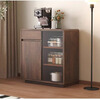 Yunxi home solid wood sideboard against the wall integrated tea cabinet side cabinet French retro multi-layer locker living room tea and wine cabinet pure solid wood + upgraded thickened 16MM back panel walnut color sideboard 80*40*89cm