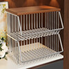 Ersijia desktop storage rack storage rack multi-layer storage household snack rack coffee cup rack storage rack storage storage cabinet stainless steel color + teak double layer desktop model