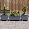 Thickened stainless steel flower box combination outdoor flower pond fence outside rectangular flower pot hotel partition municipal flower trough B type dark gray length 150*width 40*height 50cm