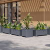 Thickened stainless steel flower box combination outdoor flower pond fence outside rectangular flower pot hotel partition municipal flower trough B type dark gray length 150*width 40*height 50cm