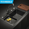 Higgold kitchen sink 75*48 large single tank 304 stainless steel nano multi-functional sink Raindance waterfall handmade tank 750*480 light gray (bare tank)