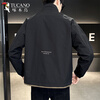 Woodpecker Jacket Men's 2026 Spring and Autumn New Slim Fit Color Block Jacket Versatile Top Plus Velvet and Cotton Fashion Cotton Clothes Black XL