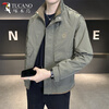 Woodpecker Jacket Men's 2026 Spring and Autumn New Slim Fit Color Block Jacket Versatile Top Plus Velvet and Cotton Fashion Cotton Clothes Black XL