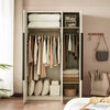 Lin's Home Simple Wardrobe Home Bedroom Small Apartment Two-door Wardrobe OI1D Gray White OI4D-A Three-door Wardrobe