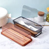 Transparent chopstick storage box kitchen household drain with lid chopstick tube tableware spoon chopstick cage storage rack gray 2 pieces