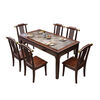 New Chinese style ebony wood slate dining table home simple modern small apartment dining table solid wood rectangular table ebony wood dining table Shakespeare brown slate 1.3m single table
