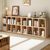 Small craftsman solid wood bookshelf floor-standing integrated storage rack wall-mounted solid wood bookcase vertical storage grid cabinet log color eight-lattice cabinet