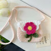 Beginner's wool crochet diy material bag hand-knitted puff flower shoulder crossbody bag coin purse card bag yellow material bag free full set of tools + tutorial