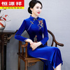 Hengyuanxiang brand Xi mother-in-law wedding long cheongsam 2025 new mother's wear retro Chinese style dress 40 years old to cover the belly, wine red 4XL 125-138 catties
