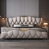 Xianli Italian-style leather bed, modern and simple 1.8m master bedroom bed, wedding bed, 2m light luxury storage double bed, air pressure soft bed, 3 drawer bed + 2 cabinets + antibacterial 9-zone latex mattress, 1.8*2m frame structure