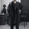 Gxmy mid-length jacket men's casual suit autumn and winter handsome clothes for teenagers men's three-piece suit black jacket single jacket XL recommended 125-140 pounds