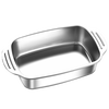 Ogilvy stainless steel grilled fish plate thickened rectangular household induction cooker grilled fish special square plate tray deepened 40cm