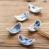 Chiyoyuan imported from Japan Blue Rintang ceramic chopstick holder chopstick holder Japanese-style household chopstick holder chopstick pillow single chopstick holder cutlery holder A1 pill-shaped Nobuku text 1