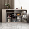 Guen bar table partition cabinet home living room sideboard integrated wall multi-functional wine cabinet island modern sofa back cabinet champagne gray (glass door)-1.5 bar 1.2 cabinet assembly