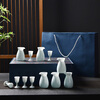 Xiongwochi high-end white wine cup set mutton fat jade porcelain wine set ceramic household wine divider Chinese style spirit cup gift box Yingqing wine set-6 pots 6 cups gift box
