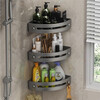 Canzhi Bathroom Storage Rack Toilet No-Punch Corner Tripod Toilet Toilet Multifunctional Wall-mounted Storage Rack Gun Gray Double Layer-No Punch