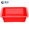 Guxiang Plastic Frame Basket Vegetable Washing Basket Distribution Hollow Turnover Frame Drainage Large Thickened Storage Basket Rectangular Vegetable Basket Red No. 3 Basket 320*240*98mm
