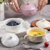Half Life Steamed Egg Bowl Baby Food Complementary Bowl Steamed Egg Custard Special Covered Ceramic Small Steaming Bowl Double-Eared Bowl Home Steamed Egg Custard Bowl