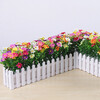 Lihe Home Decoration Free Shipping Picked Orchid Chrysanthemum 30cm Fence Set Fake Flower Pot Planting Fence Fence Flower Pot Imitation Flower Set Decoration Living Room Festival Decoration Floral Art 30cm White Fence + Mixed Color Jumping Orchid Chrysanthemum Set