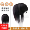 3D Braided Wig Women's Hairband Bangs One-piece Bangs Wig Top Wig Covering White Hair Increased Hair Volume 25cm Natural Black-Hair Black Series Long Hair 25cm