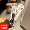 Spoon ins high-looking chopsticks and spoon set three-piece set fork set box student single tableware storage box KT chopsticks spoon fork + box 4-piece set
