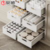 Quanshi kitchen storage rack, dish pull-out basket in the cabinet, multi-functional under sink storage rack, countertop layered storage rack, iron storage rack - extra large size, non-slip/smooth pull-out/can be used in stacks