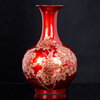Porcelain Sheng Jingdezhen Ceramics Chinese Red Crystal Glaze Flower Blooming Rich Peony Vase Modern Home Decor Home Crafts Ornaments Appreciation Vase with Base