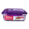 LOCK&LOCK Increased Breathable Heat-Resistant Glass Lunch Box Microwave Glass Bowl Sealed Storage Box Purple 1000ml