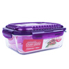 LOCK&LOCK Increased Breathable Heat-Resistant Glass Lunch Box Microwave Glass Bowl Sealed Storage Box Purple 1000ml