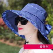 Xinbaoクラウンハット女性夏の太陽の帽子の女性屋外の太陽の帽子の女性大きなつばの太陽の帽子の女性旅行サイクリングビッグエッジクールな帽子ビーチ帽子漁師の帽子女性登る麦わら帽子折りたたみ帽子隠された青