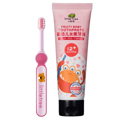 infant toothbrush and toothpaste