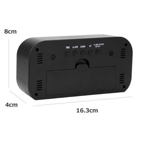 Kode jam alarm siswa suhu dan kelembaban meter indoor elektronik fotosensitif LCD anak-anak bercahaya LCD jam samping tempat tidur sederhana hitam