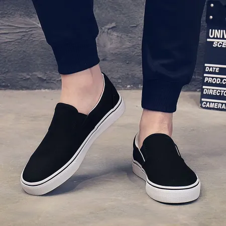 Men's flat shoes without laces driving shoes spring trendy shoes men's breathable old Beijing canvas shoes men's all black lazy all-match small white shoes Korean cloth shoes 190 white size 39 [men's models]