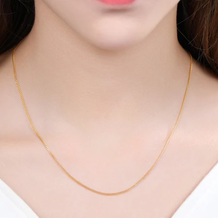 Chao Hongji carefully cares for the side chain gold necklace ladies pure gold necklace gold plain chain gold chain price calculation cost 180 yuan W necklace about 3.25g about 42cm
