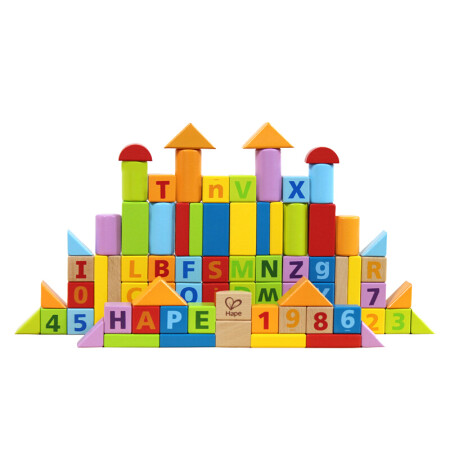 German Hape children's building blocks assembling and assembling toys 1-3-6 years old imported beech children New Year's gift 80 digital letter combination box 1 year old + E8022