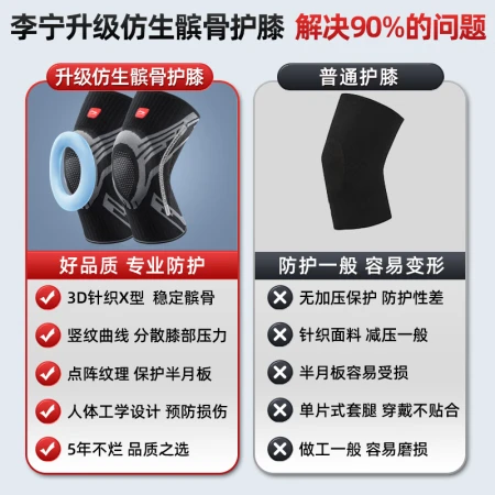 Li Ning knee pads sports warm [upgrade top with two packs] men's basketball joint protector inflammation summer running patellar meniscus protection knee badminton football women's mountaineering paint L