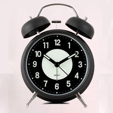 Jam alarm jubilee rahasia siswa jam alarm anak-anak artefak bangun khusus dengan jam desktop nada dering besar bercahaya menonton bel mekanis jam alarm bercahaya [hitam 4 inci]
