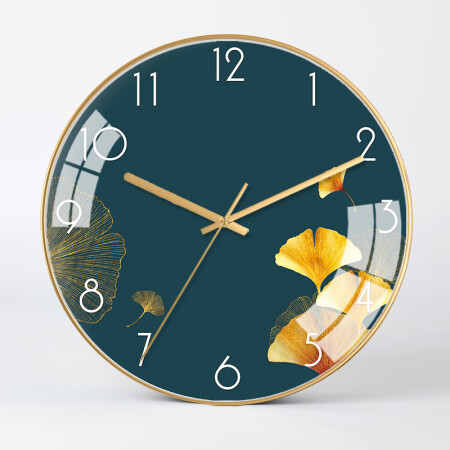 One Wall New Chinese Living Room Wall Clock Modern Simple Creative Mute Clock Nordic Style Quartz Clock Home Wall Clock Wall Clock Digital Watch Wall Clock Fashion Light Luxury Wall Clock Decoration B-Scenic Pie-Gold Frame 12 Inch Diameter 30.5cm