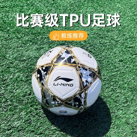 Li Ning football No. 5 children's primary school ball adult men's and women's No. 4 competition training mid-term exam No. 5 football zuqiu No. 5 [platinum gray] LFQK671-1