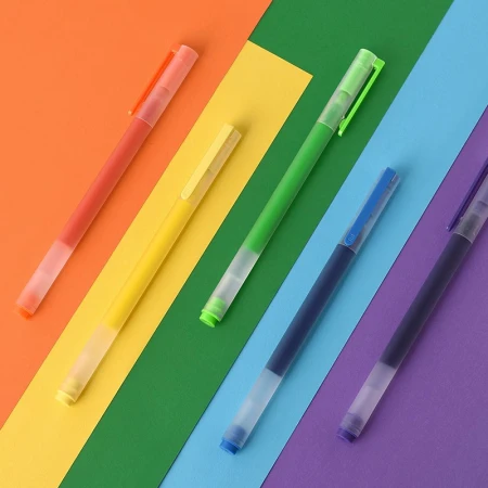 Millet giant can write colorful gel pen 5 packs 0.5mm business office student gel pen conference pen orange yellow green blue purple