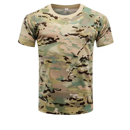 Zhuo Lun Shangpin summer camouflage uniform short-sleeved men's military training T-shirt speed outdoor summer camp camouflage clothing junior high school college students military training uniform camouflage T-shirt military fan clothing grass green mesh T-shirt 170