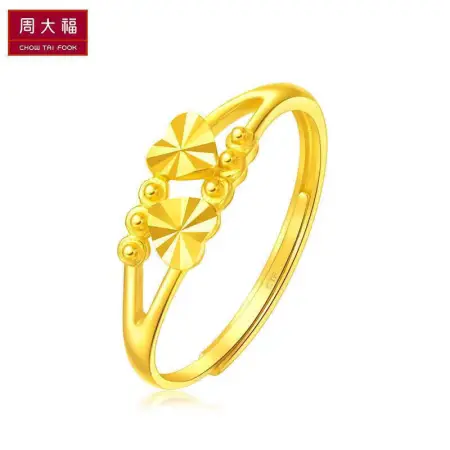 Chow Tai Fook heart-to-heart pure gold gold ring labor cost 98 priced EOF46 about 1.85g