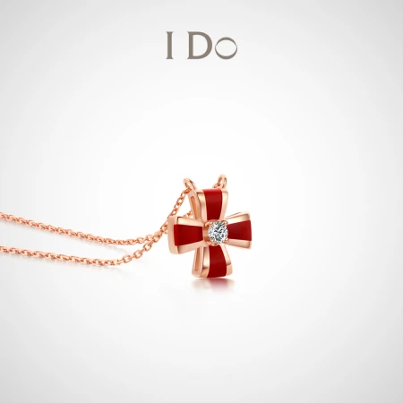 [Spot] I Do four-leaf clover series 18K gold diamond necklace female diamond pendant clavicle chain ido birthday gift for girlfriend [spot]/18k gold/4 points