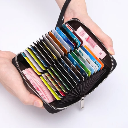 Golf GOLF first layer cowhide card holder men's multi-card bank card holder anti-theft brush large-capacity coin purse gift box black