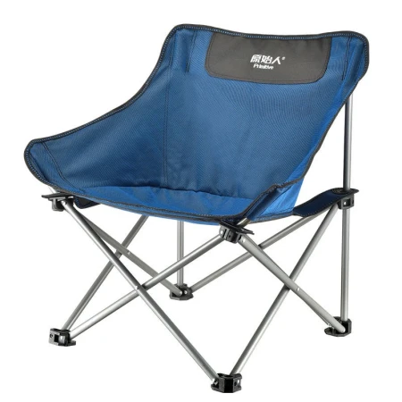 The Primitive Outdoor Folding Chair Portable Fishing Stool Moon Chair Sketch Folding Stool Field Leisure Beach Chair Deep Sea Blue-Table and Chair Family Set [With Storage Bag]