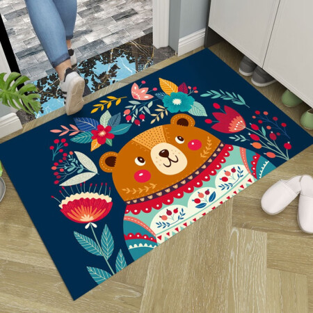 Jiaruibao JRB fashion cartoon floor mat door kitchen bathroom bathroom absorbent non-slip door mat floor mat household foot mat 40*60cm chubby bear